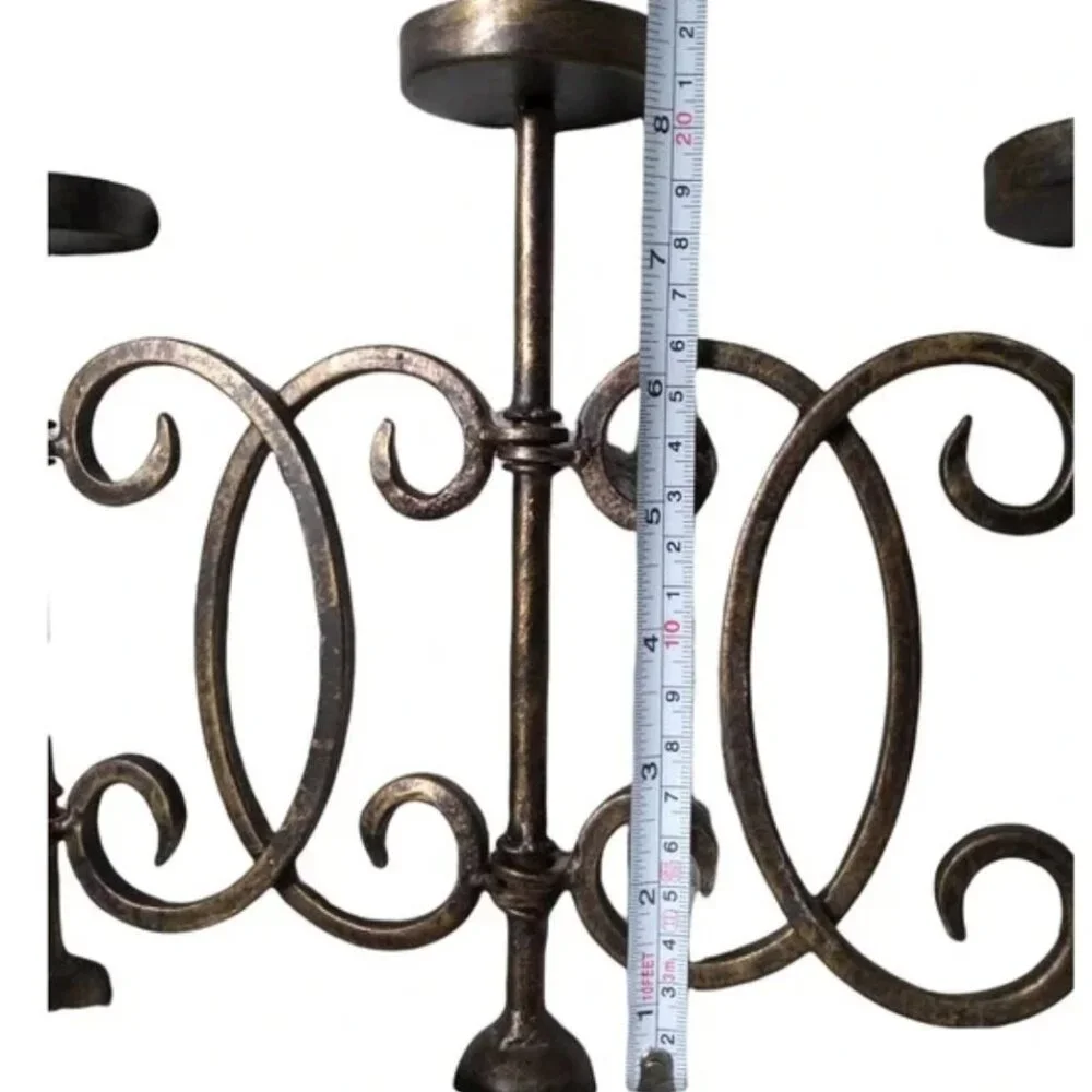 Vintage Hinged Panel Wrought Iron Candelabra